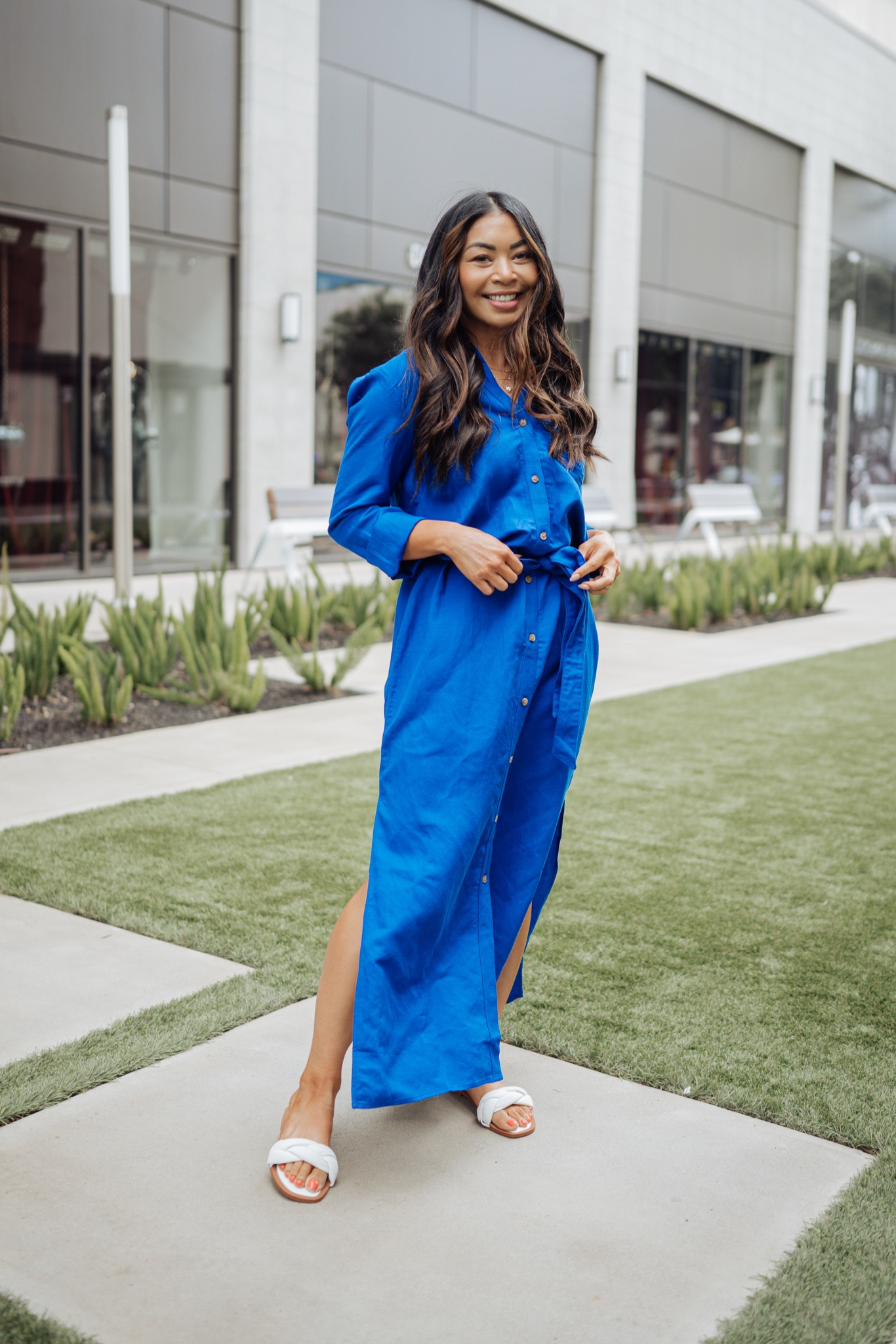 Linen-blend Shirt Dress