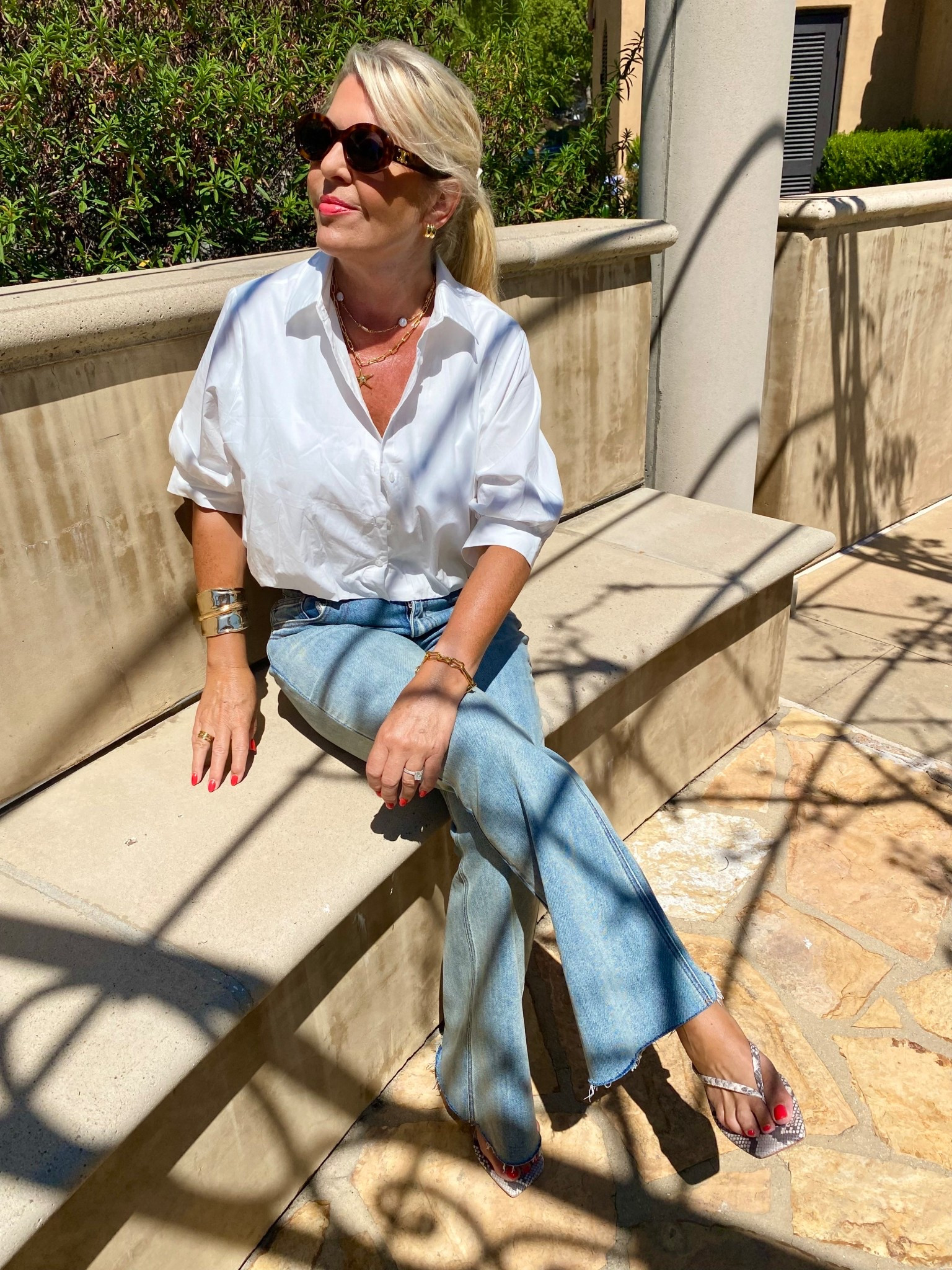 A basic outfit of jeans and a cotton shirt doesn’t have to be “basic”! These gorgeous pieces make the whole ensemble look elevated. Then, just add a touch of snakeskin on the feet and you’re ready for anything! 

#LTKOver40 #LTKStyleTip #LTKSeasonal