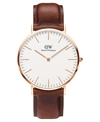 Men's Classic Mawes Brown Leather Watch 40mm | Macy's