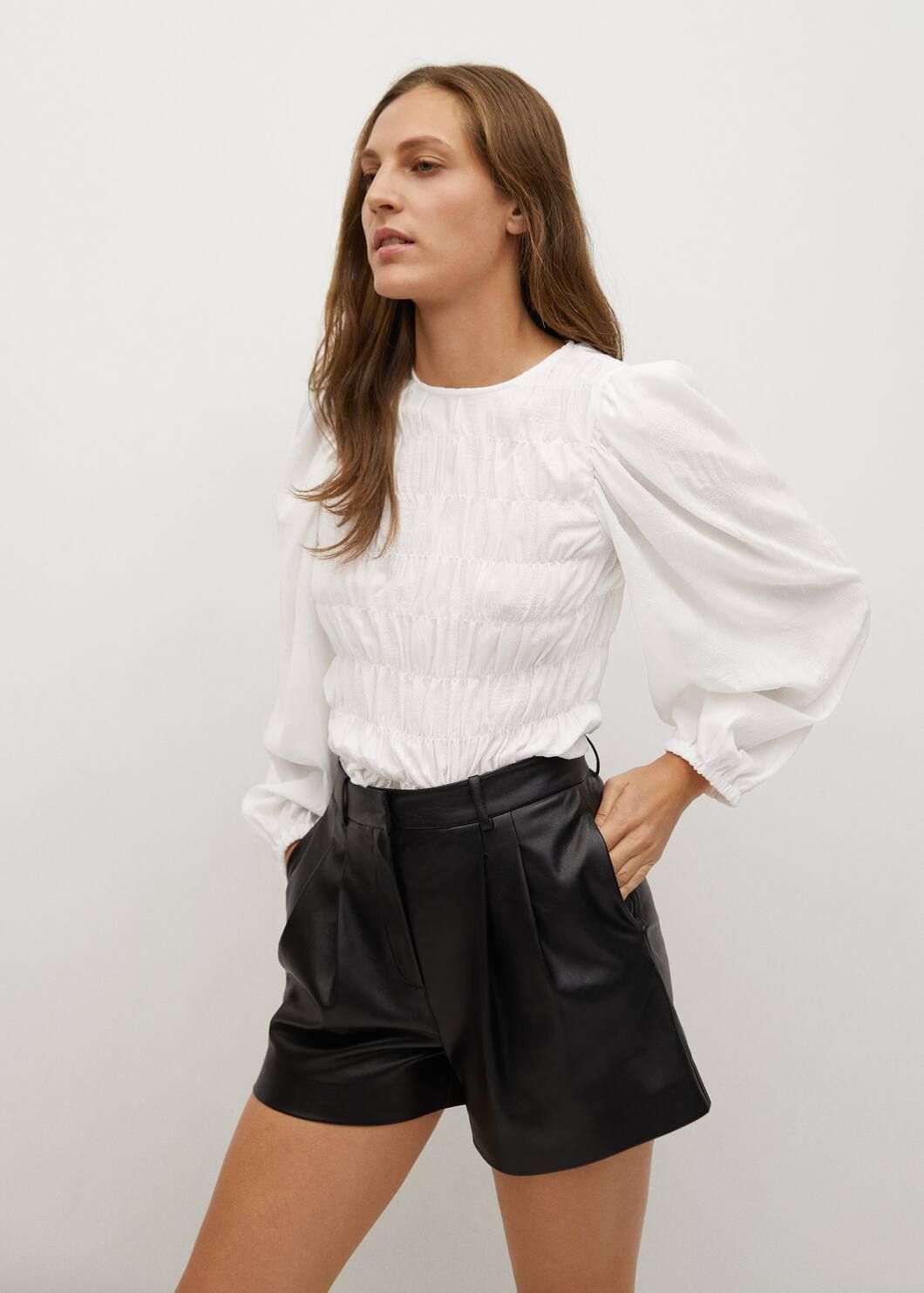 Elastic panel blouse | MANGO (US)