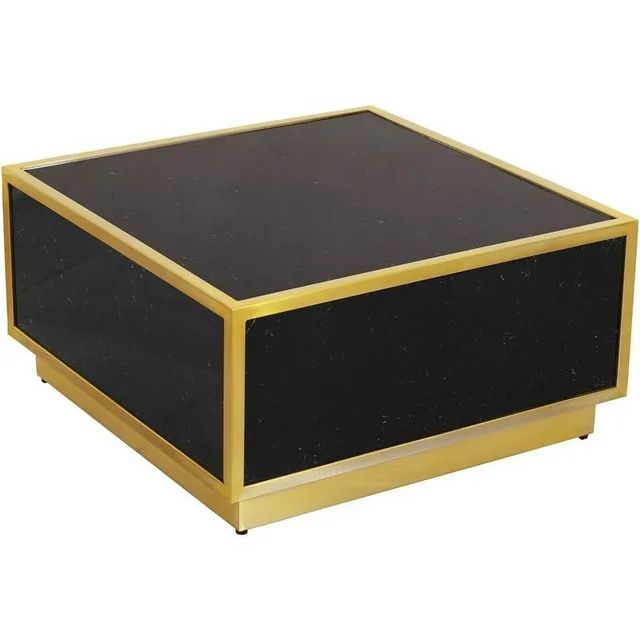 Meridian Furniture Glitz Black Faux Marble Top Coffee Table with Gold Metal Base | Walmart (US)