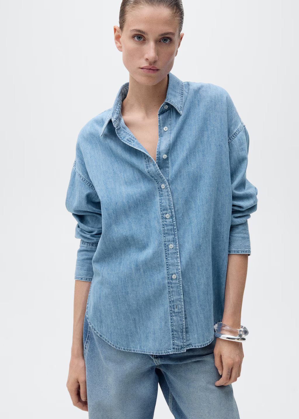 Oversized denim shirt - Women | MANGO USA | Mango (US/MX/AU)