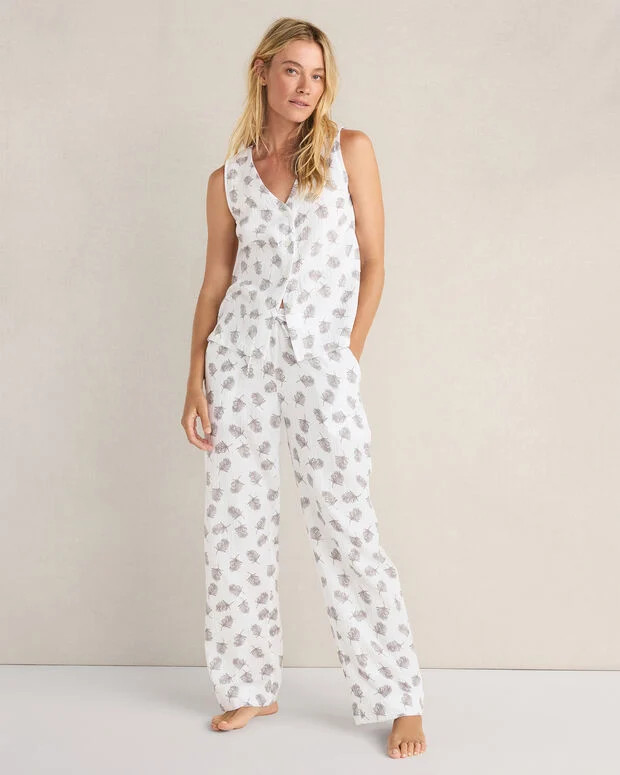 Organic Cotton Gauze Tossed Fern Pajama Pants | Talbots