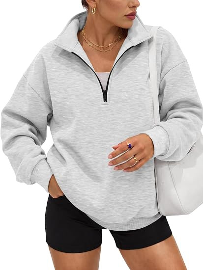 Trendy Queen Women's Oversized Sweatshirts Half Quarter Zip Fleece Sweaters | Amazon (US)