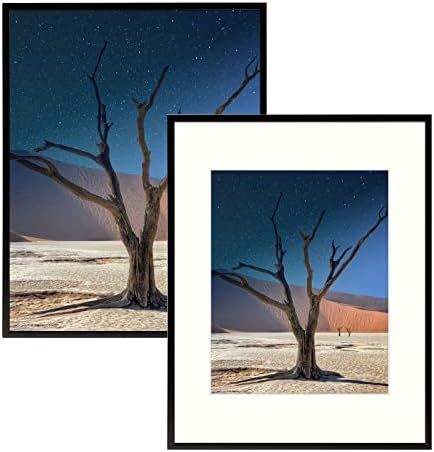 Space Art Deco, 11x14 Black Picture Frame, Set of 2, Simple Aluminum Metal Frame with Tempered Real  | Amazon (US)
