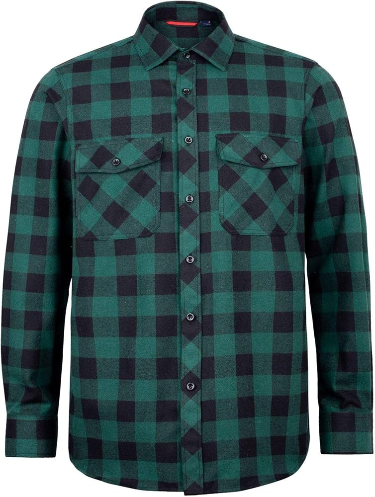 J.VER Herren Hemd Kariertes Flanellhemd Freizeithemd Regular Fit Langarm Karohemd Baumwolle Holzf... | Amazon (DE)