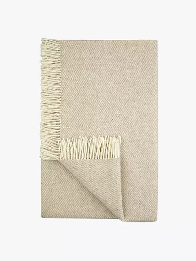 Bronte by Moon Herringbone Throw, Beige | John Lewis (UK)