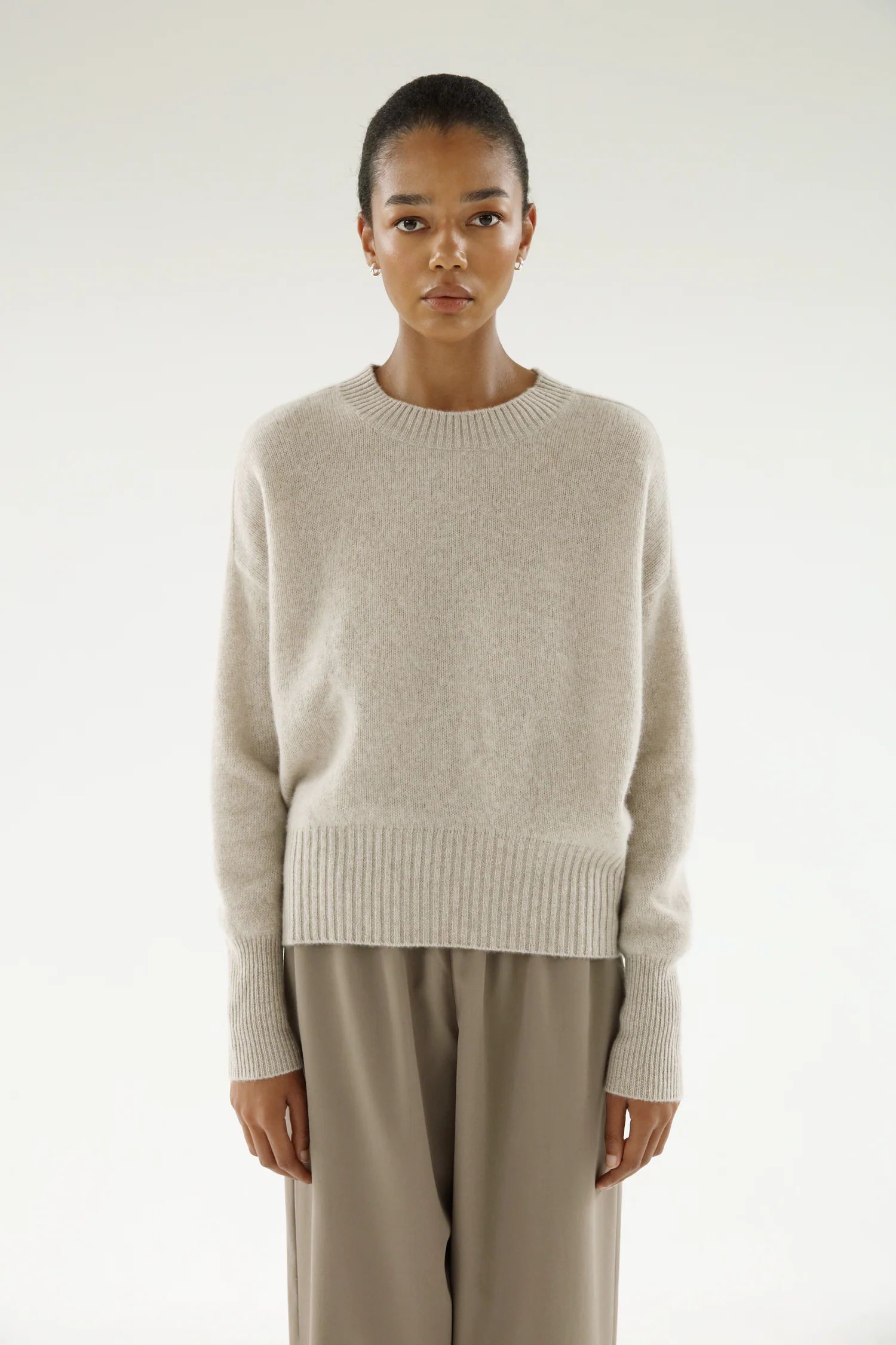 Mica Crewneck Sweater, taupe | Almada Label