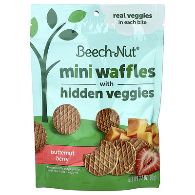Beech-Nut, Mini Waffles with Hidden Veggies, 12+ Months, Butternut Berry, 3.2 oz (90 g) | iHerb