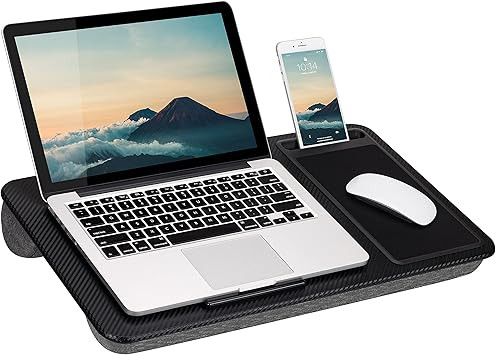 LapGear Home Office Lap Desk with Device Ledge, Mouse Pad, and Phone Holder - Black Carbon - Fits... | Amazon (US)