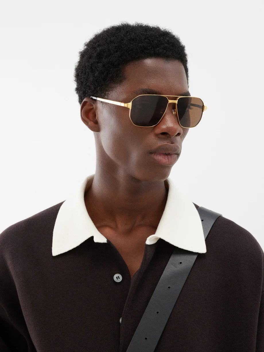 Santos de Cartier aviator metal sunglasses | Matches (US)
