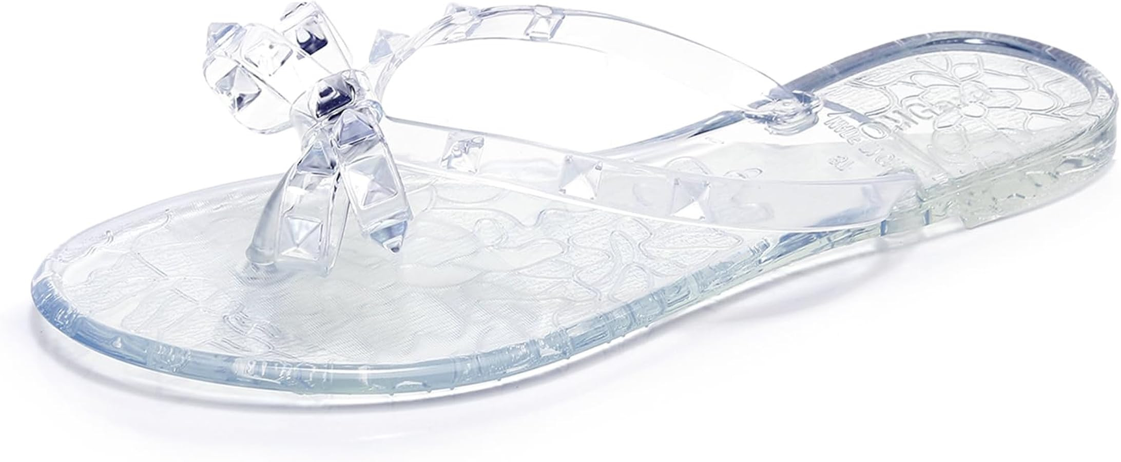 Studded Jelly Shoes for Womens Bow Flip Flops Jellies Sandals Flat Black Summer Beach Thong with ... | Amazon (US)