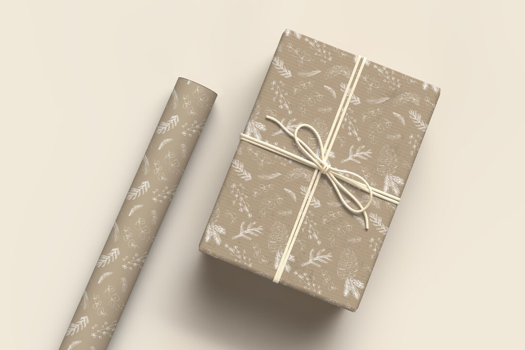 Brown Forest Christmas Gift Wrap | Holiday Wrapping Paper - Etsy | Etsy (US)