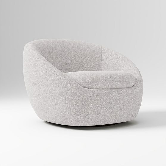 Cozy Swivel Chair, Poly, Performance Chenille Tweed, Frost Gray | West Elm (US)