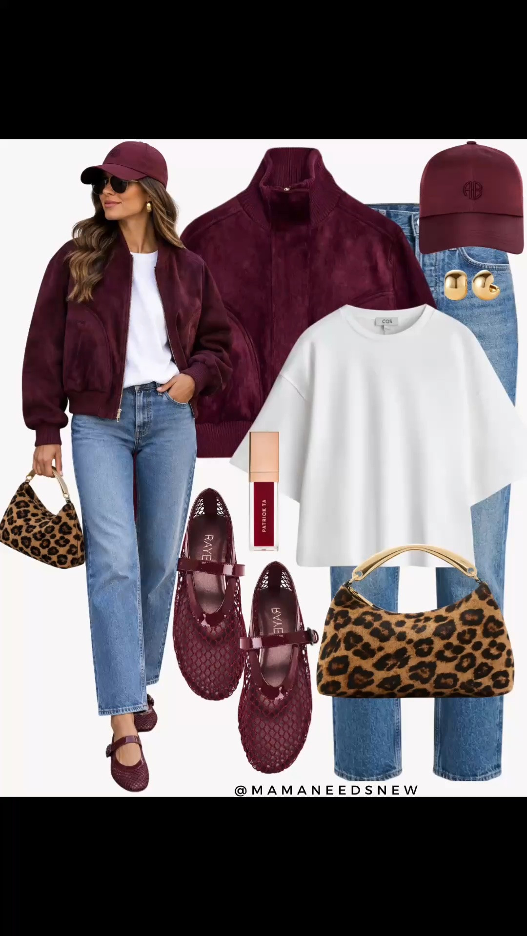 An early fall outfit with a suede jacket, jeans, tshirt, cap, mesh Maryjane flats and leopard top handle bag

#LTKootd #LTKSeasonal #LTKSaleAlert