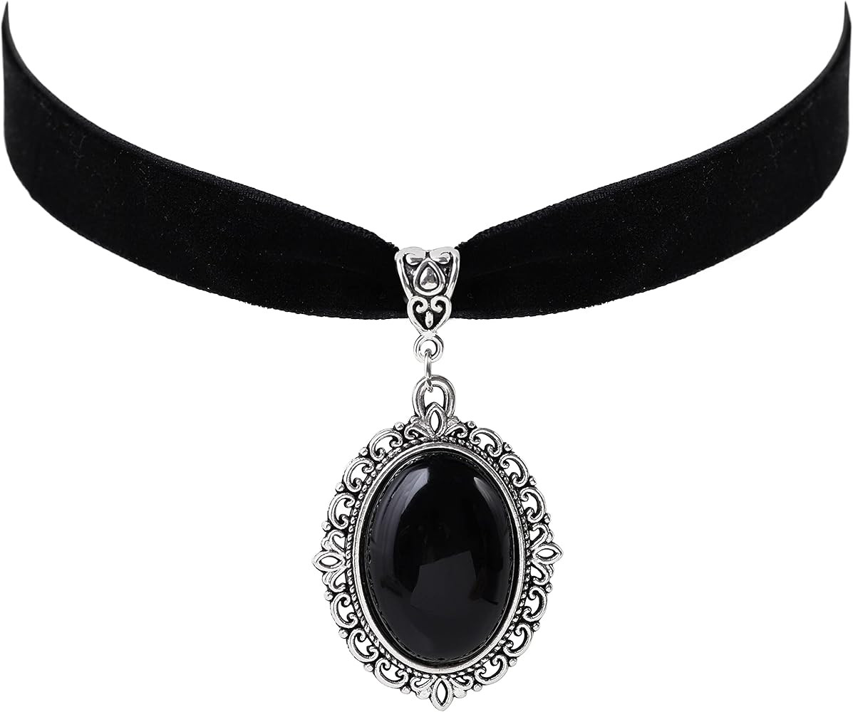 Sacina Black Velvet Victorian Choker, Black Choker, Goth Gothic Necklace, Vintage Necklace, Costu... | Amazon (US)