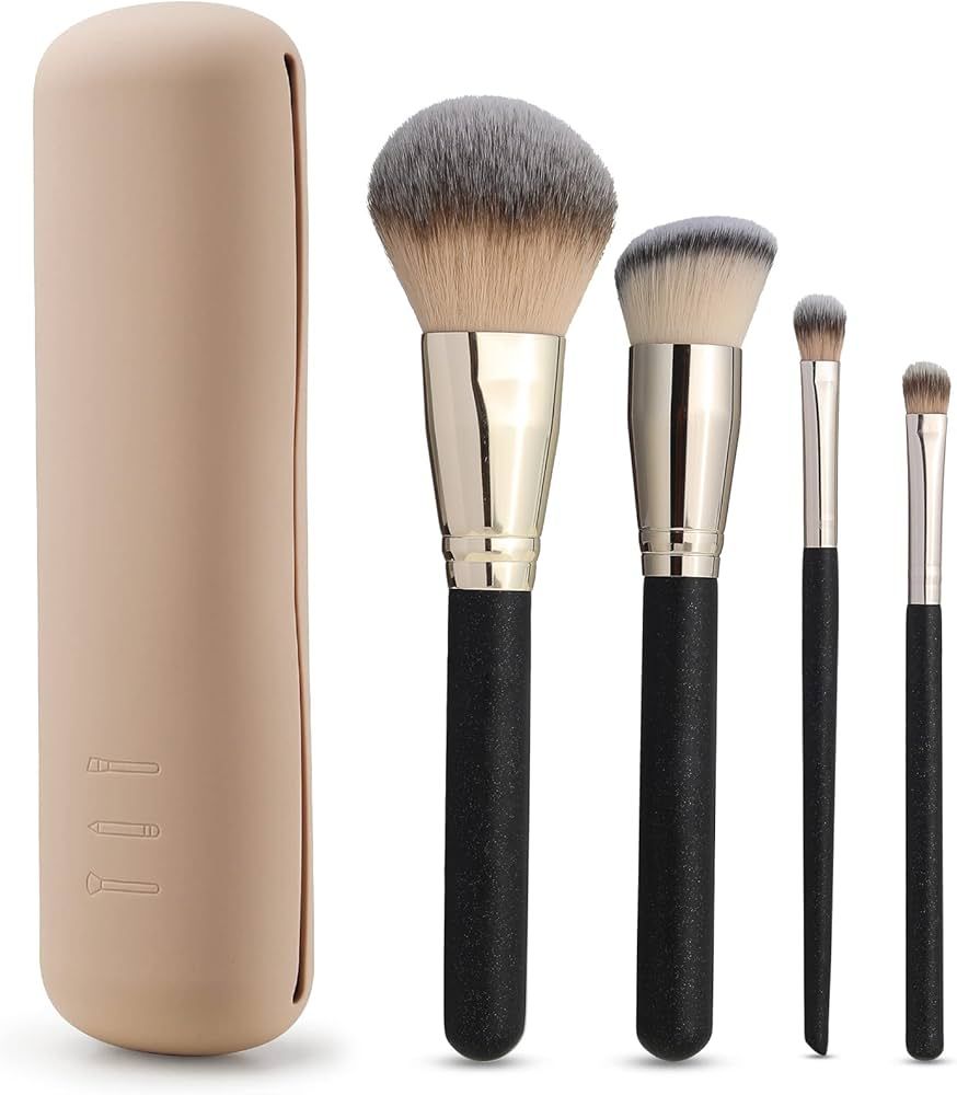 FERYES Large Travel Makeup Brush Holder with 4Pcs Makeup Brushes | Amazon (US)