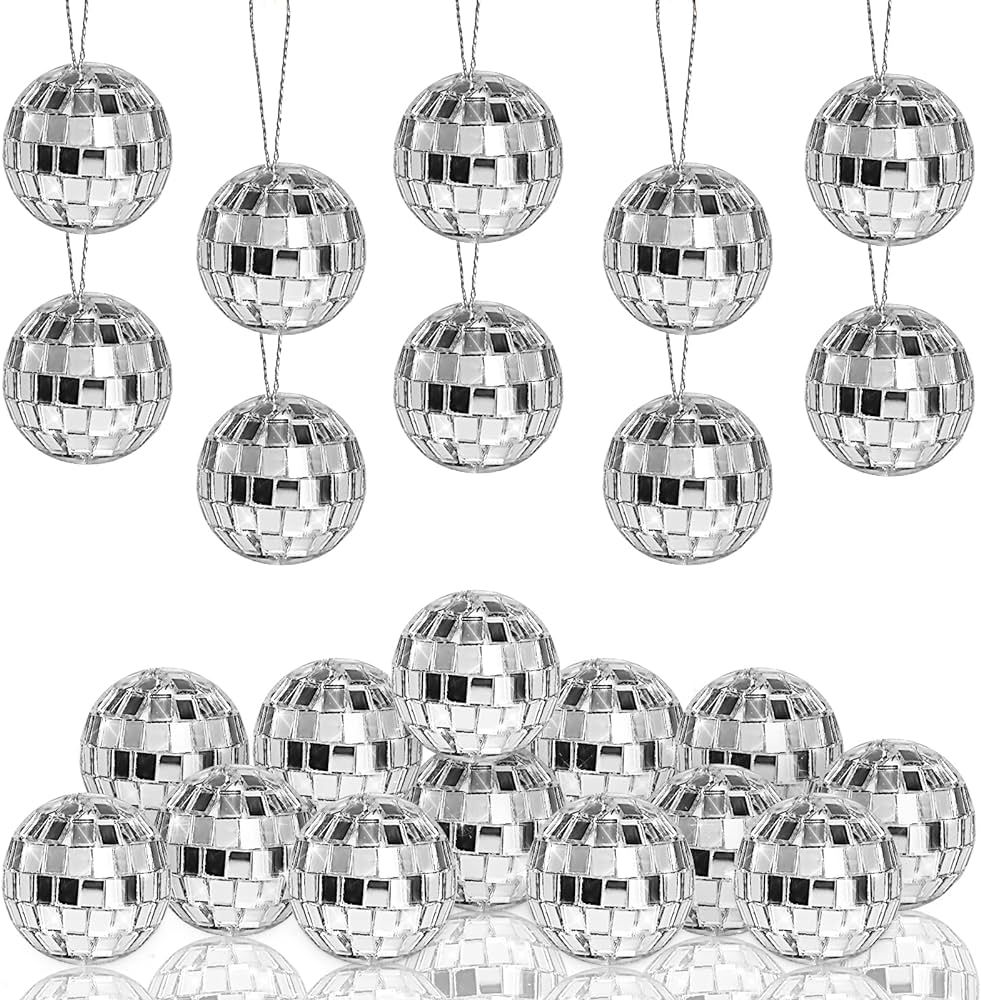 Newmemo Disco Ball 20 Pcs Silver Hanging Mirror Disco Balls Silver Mini Disco Balls Ornaments Ref... | Amazon (US)
