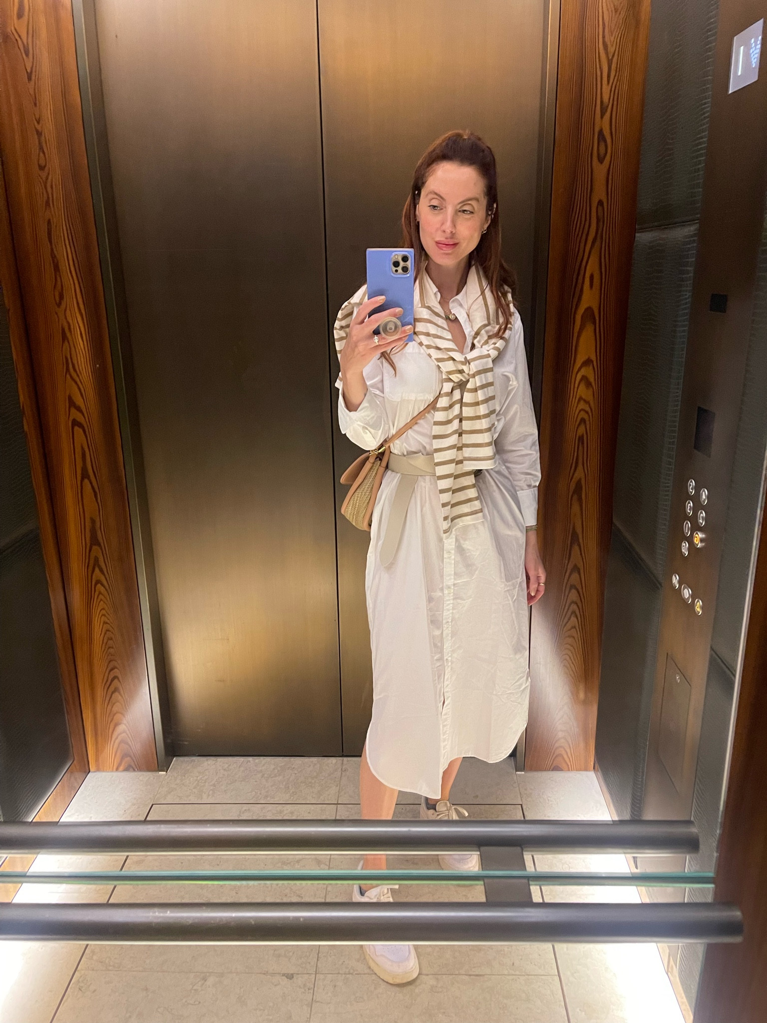 A great white linen shirt dress is a must for summer! Pairing it with my new favorite summer bag, sweater and Reeboks.

#LTKshoecrush #LTKstyletip