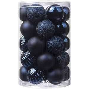 WBHome 18ct Christmas Ball Ornaments Set 3.15 inches / 80mm - Navy Blue, Shatterproof Decorations Ch | Amazon (US)