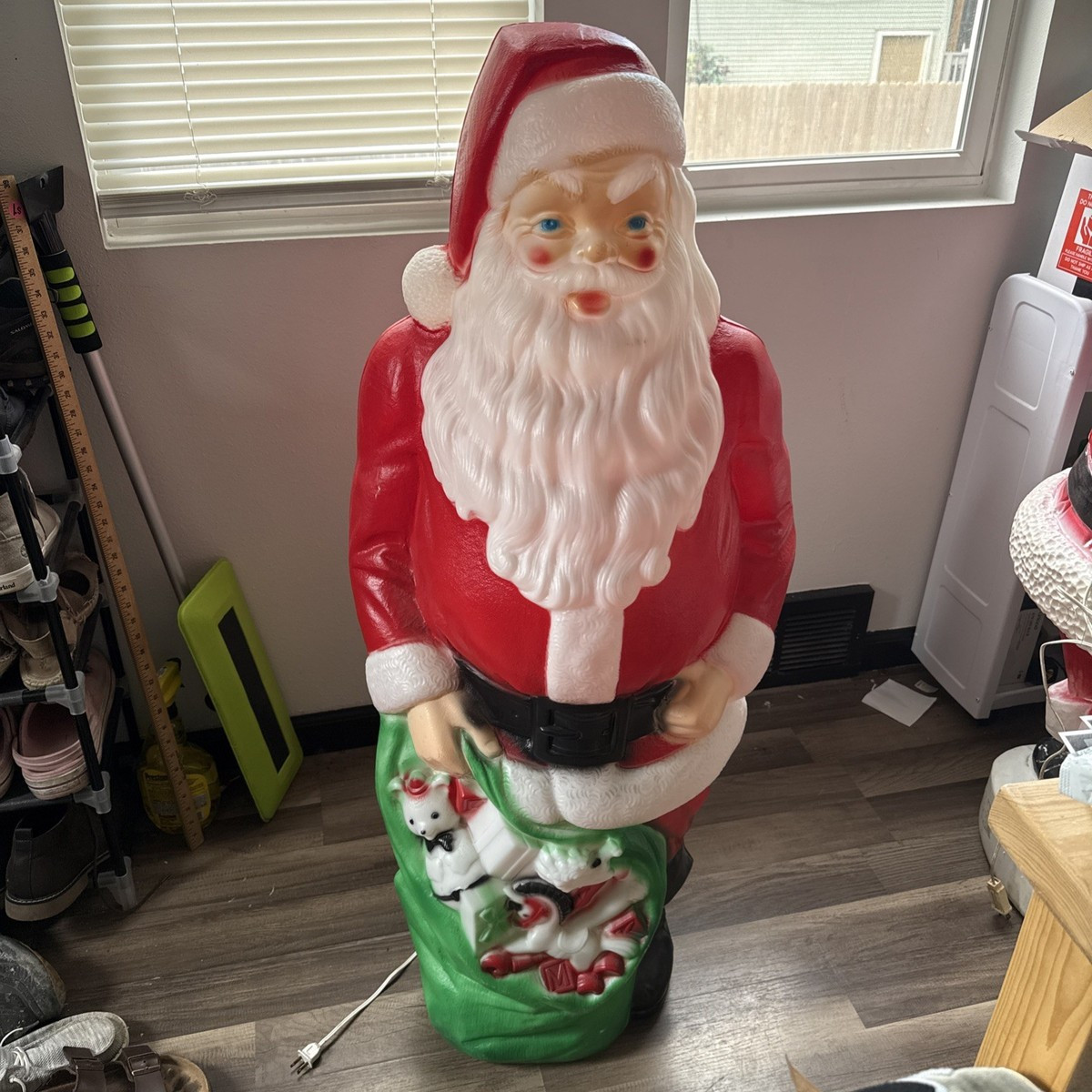 Vintage Empire Blow Mold Santa Clause 46" Tall With Toy Sack Tested Works Clean! | eBay | eBay US