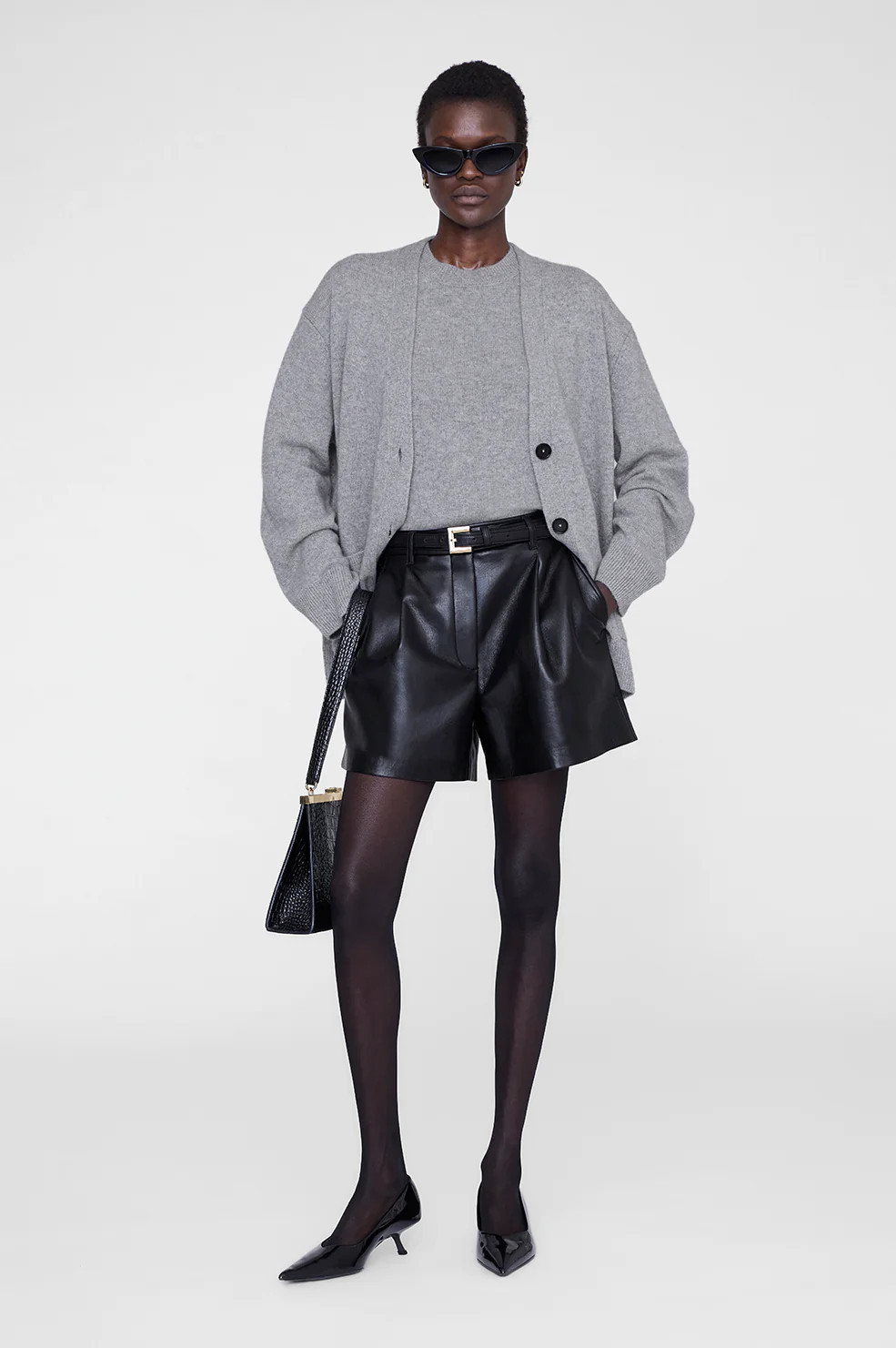 Trent Short - Black Recycled Leather | Anine Bing