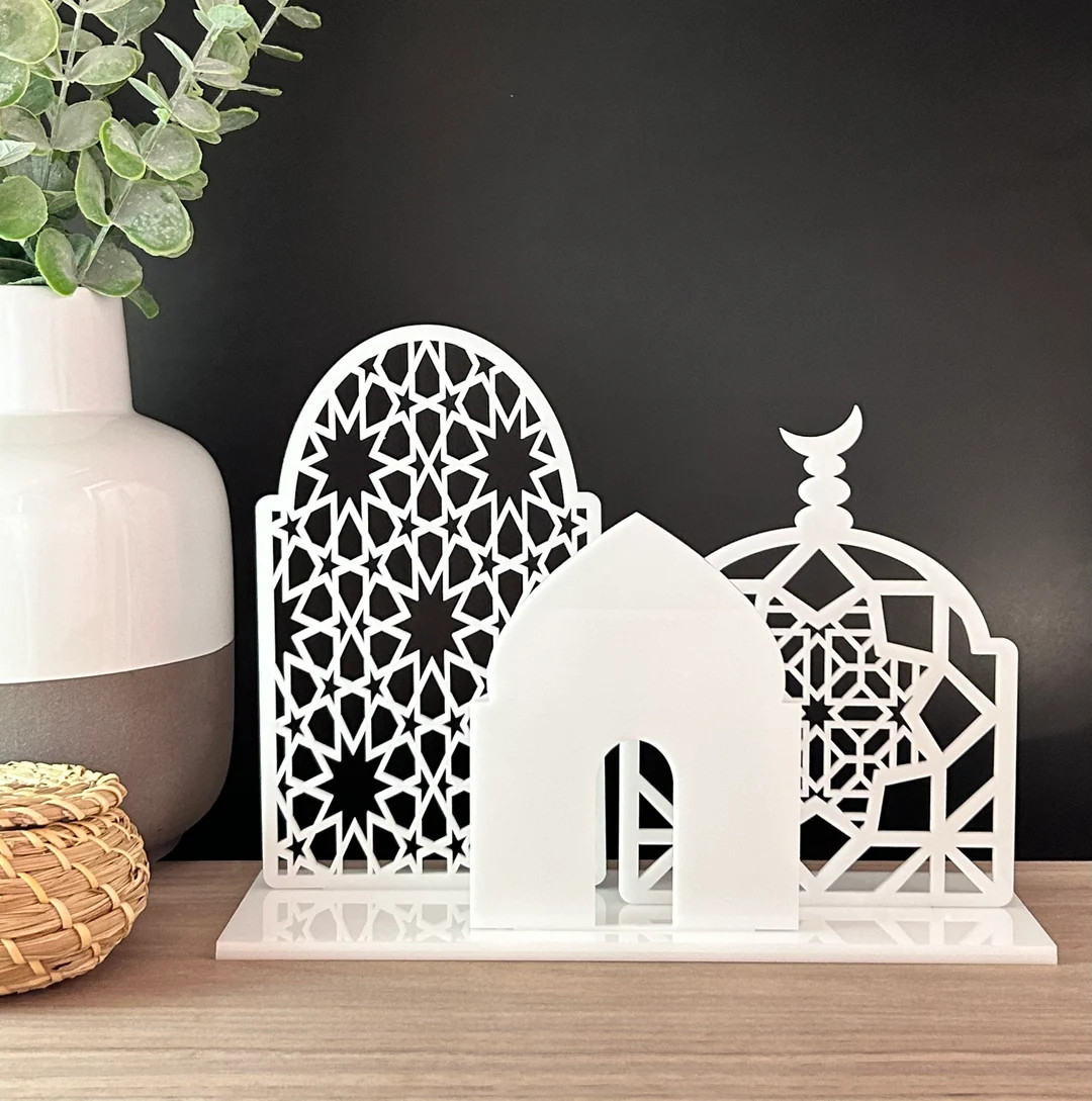 Mosque Design Centrepiece | Three-piece Set | Islamic Decor | White Acrylic - Etsy Canada | Etsy (US)