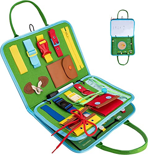 Ancistro Busy Board, Montessori Toys for 1 2 3 4 Years Old, Sensory Toys, Girls & Boys Preschool Toddler Activities Educational / Travel Toys for Fine Basic Dress Motor Skills | Amazon (US)