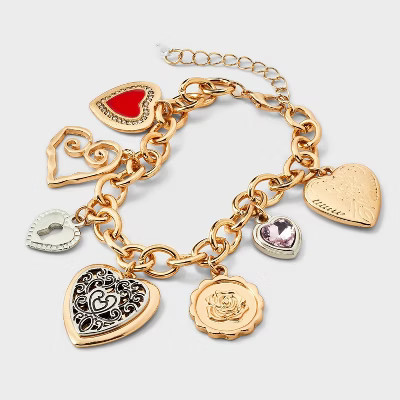 Multi Heart Charm Statement Bracelet - Wild Fable™ Gold | Target