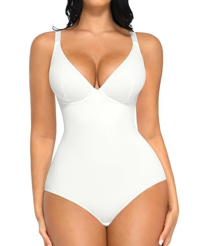 FeelinGirl Tummy Control Shapewear Bodysuits for Women Deep V Neck Corset Body Suit Tops | Amazon (US)