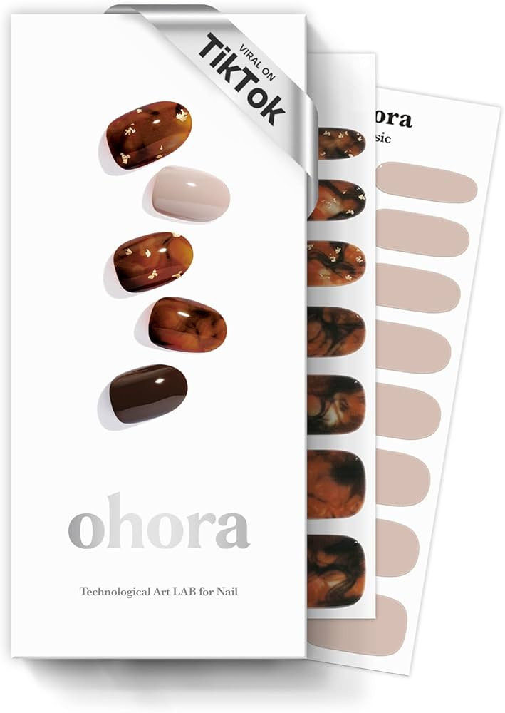 ohora Semi Cured Gel Nail Strips (N Brown Sugar) - Brown, Marble, Works with Any UV/LED Lamps, Sa... | Amazon (US)