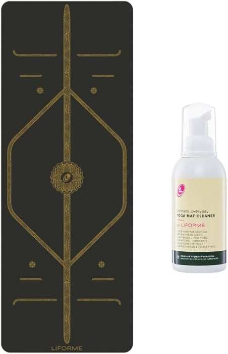 LIFORME Printed Yoga Mat & Ultimate Everyday Yoga Mat Cleaner- Bundle Pack – Patented Alignment... | Amazon (US)