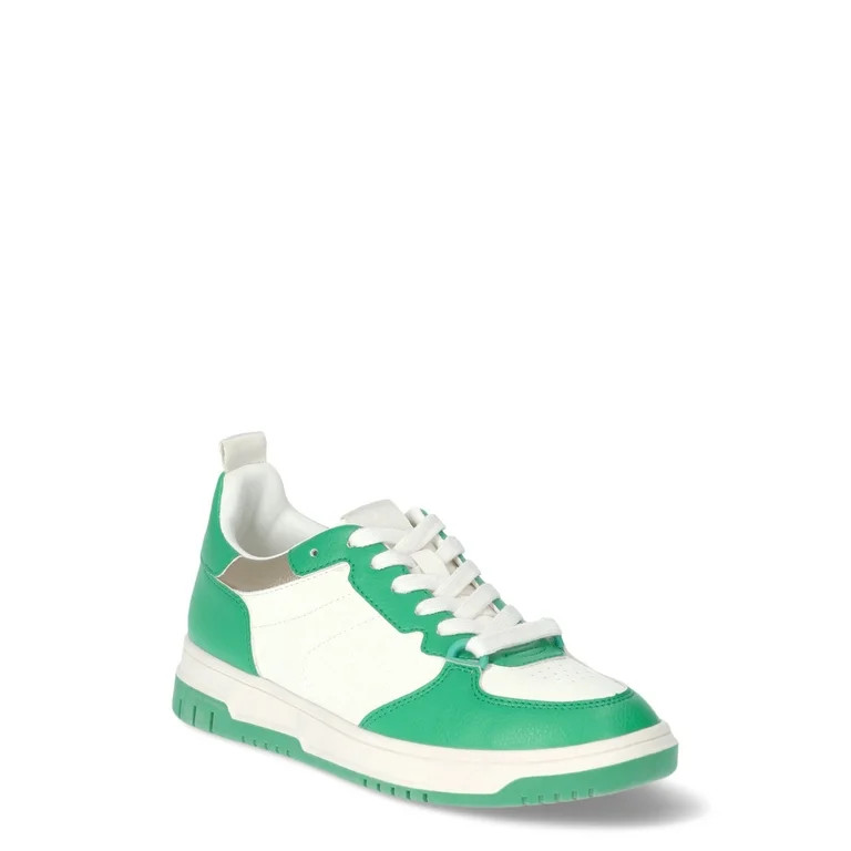 No Boundaries Women’s Lace Up Colorblocked Court Sneakers | Walmart (US)