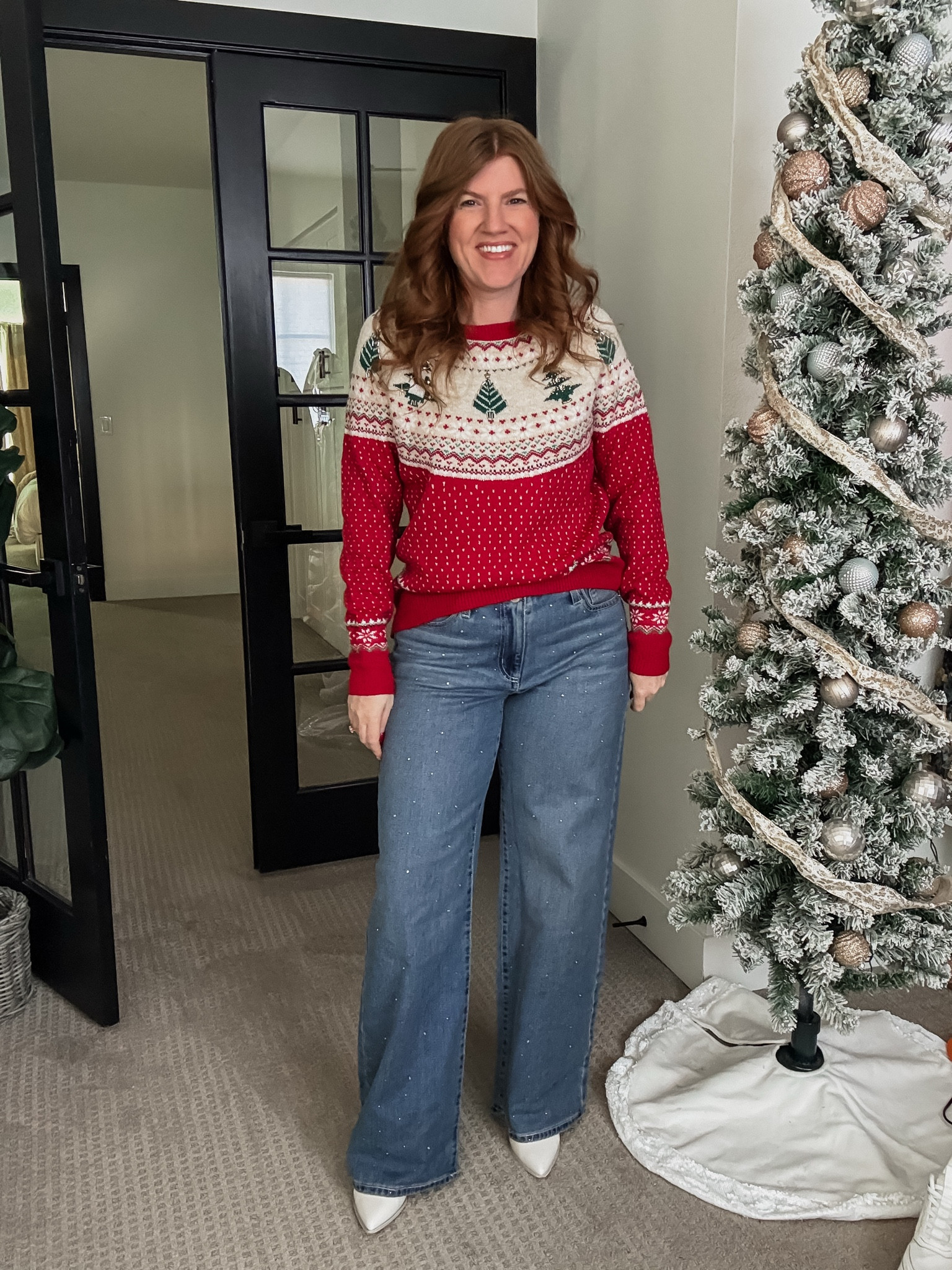 Holiday sweater outfit. 

#LTKPetite #LTKHoliday #LTKFindsUnder50