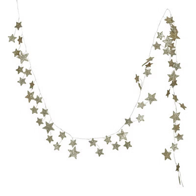Storied Home Decorative Glitter Paper Star Garland, Gold Color | Target