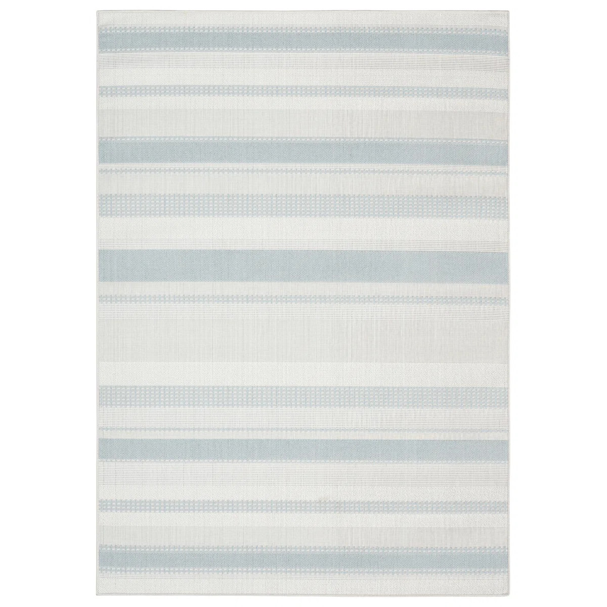HowleTripoli Mateo Modern Striped Indoor/Outdoor Area Rug, Blue/Cream | Wayfair North America