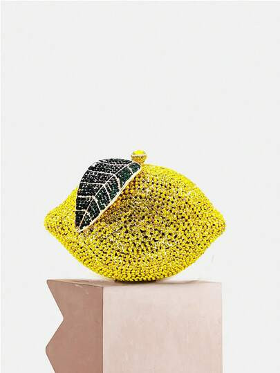 Super Mini Lemon Shape Rhinestone Evening Bag For Bridal Luxury Diamond Clutch Purses Wedding Par... | SHEIN