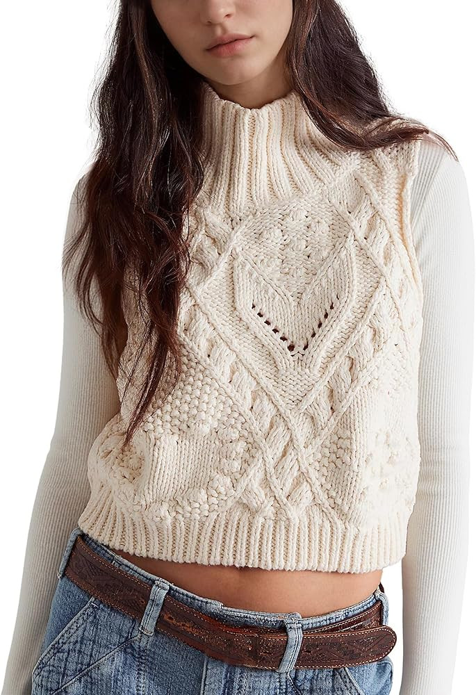 Hixiaohe Turtleneck Crochet Sweater Vest Fall Fashion Knit Sleeveless Tank Tops for Women Lightwe... | Amazon (US)