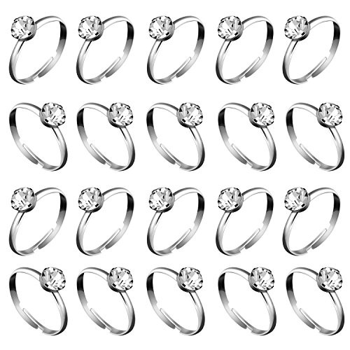 Whaline 36 Pcs Silver Diamond Engagement Rings for Wedding Table Decorations, Party Supply, Favor Ac | Amazon (US)
