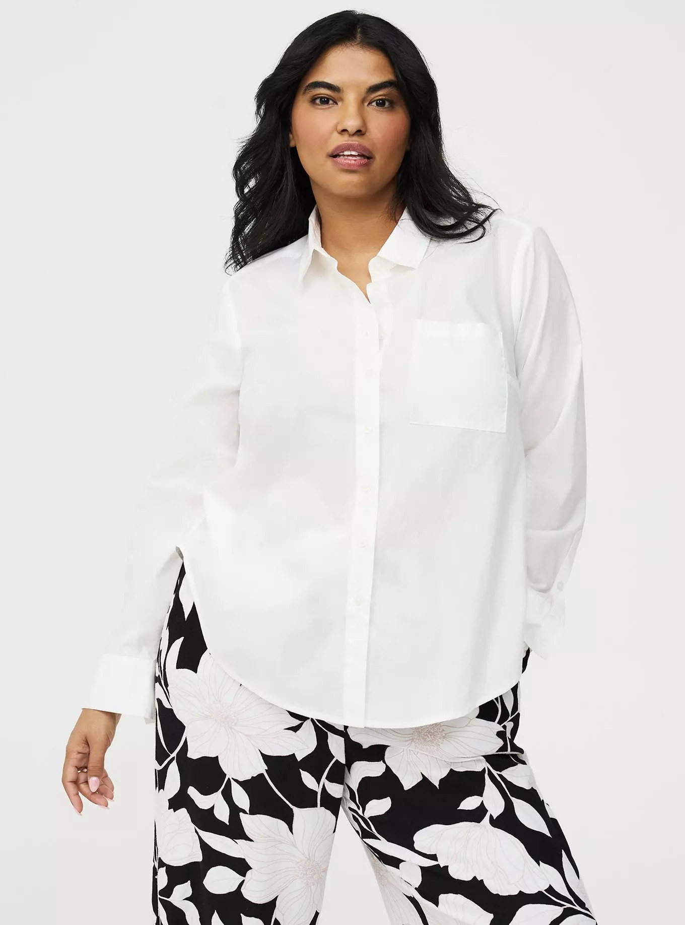 Relaxed Cotton Button-Up Shirt | Torrid (US & Canada)