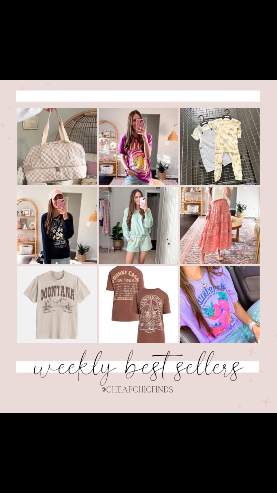 last weeks best sellers! 
Walmart spring fashion. Walmart checker print bag. Walmart graphics. Target strawberry graphic tee. Walmart baby boy clothes.


#walmartfashion #walmartfinds #targetfashion #targetfinds 

#LTKFindsUnder50 #LTKWatchNow #LTKBaby