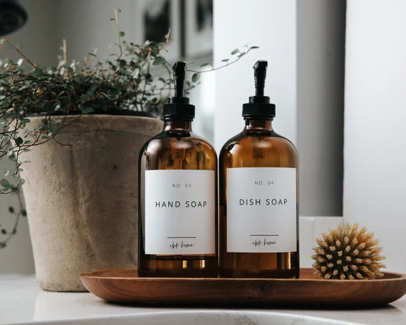 16oz glass amber dispenser | Etsy (US)