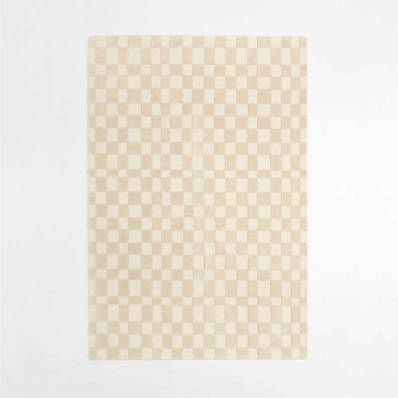 Imperfect Checkerboard Wool Calm Beige Kids Area Rug 6x9 | Crate & Kids | Crate & Barrel