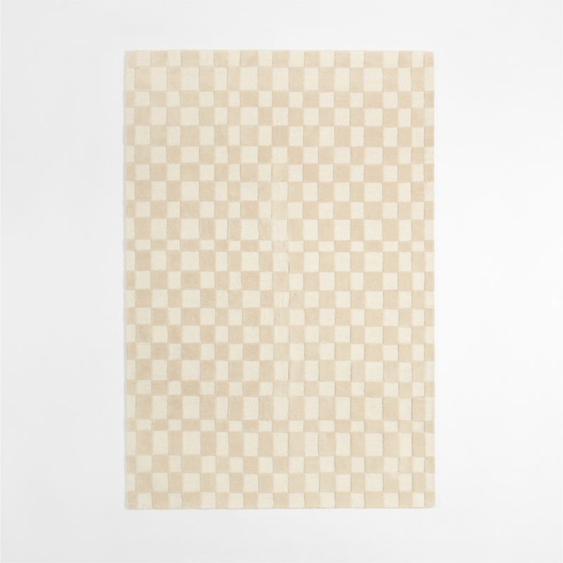 Imperfect Checkerboard Wool Calm Beige Kids Area Rug 6x9 | Crate & Kids | Crate & Barrel