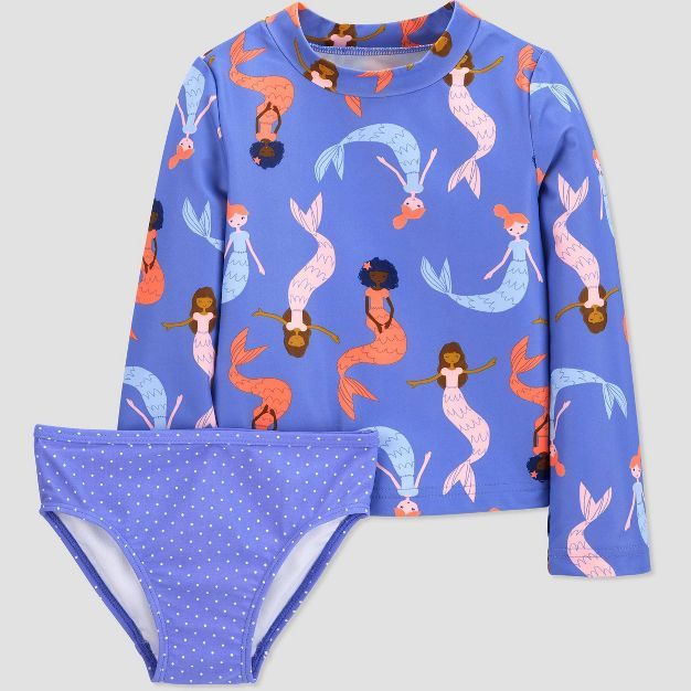 Toddler Girls' Mermaid Print Rash Guard Set - Just One You® made by carter's Purple | Target