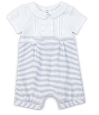 Baby Boys Newborn-6 Months Short-Sleeve Pleated Solid/Stripe Romper | Dillard's