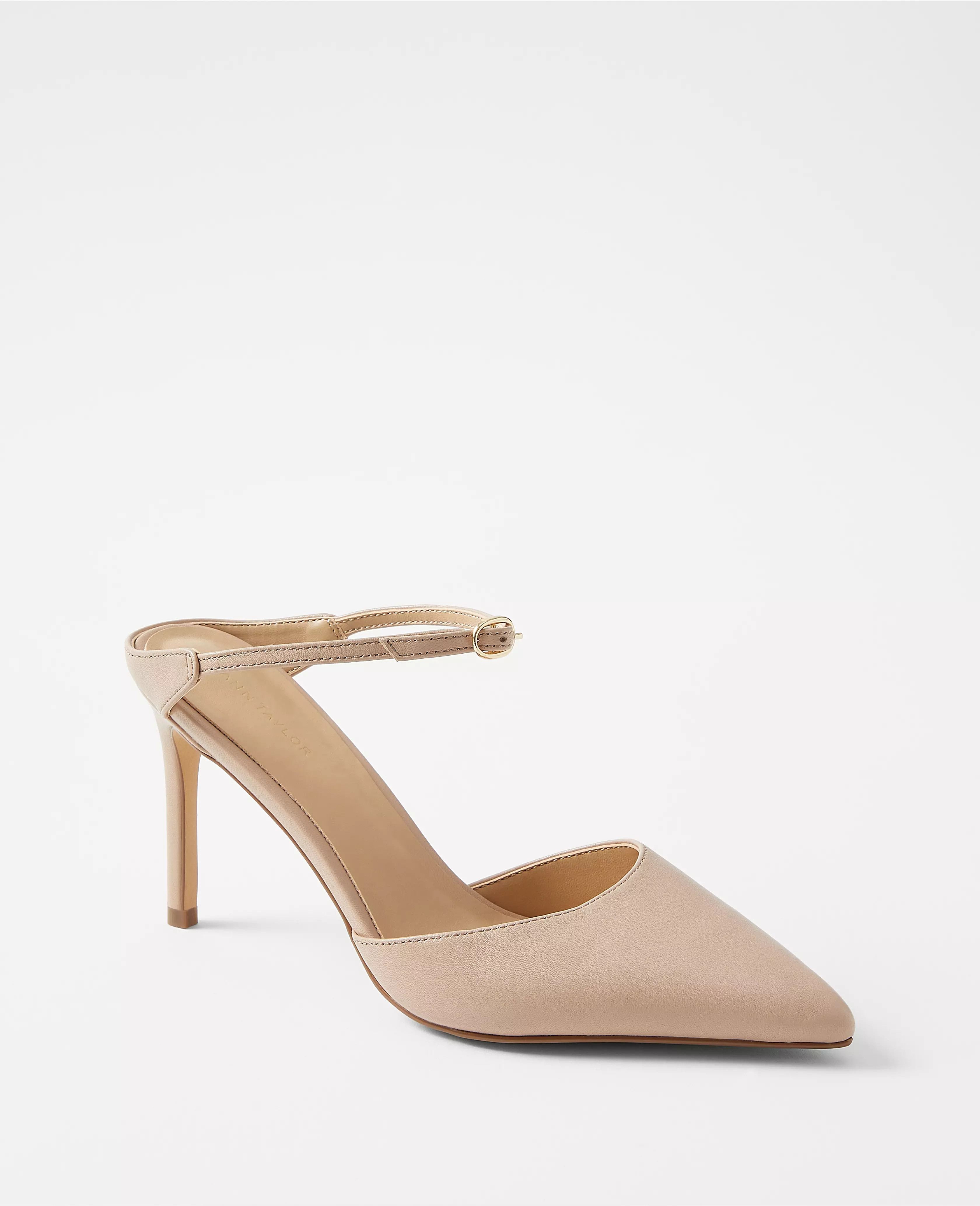 Leather Straight Heel Mule Pumps | Ann Taylor (US)