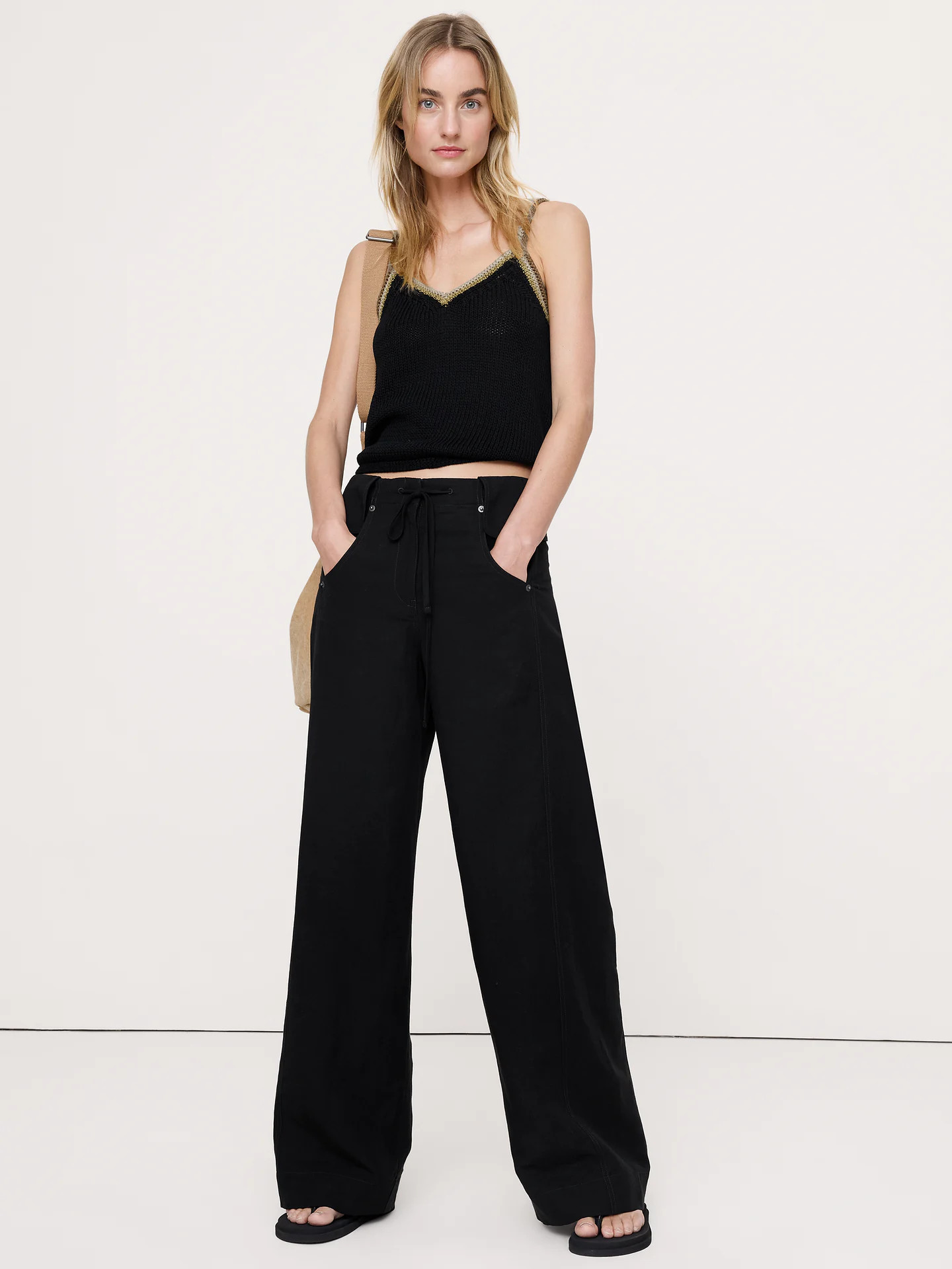 Wide-Leg TENCEL™-Linen Pant with Foldover Waistband | Banana Republic (CA)