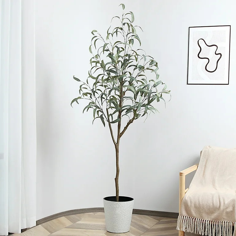 Artificial Eucalyptus Tree 6FT Tall Fake Eucalyptus Plants Large Faux Trees for Home Decor Indoor... | Walmart (US)