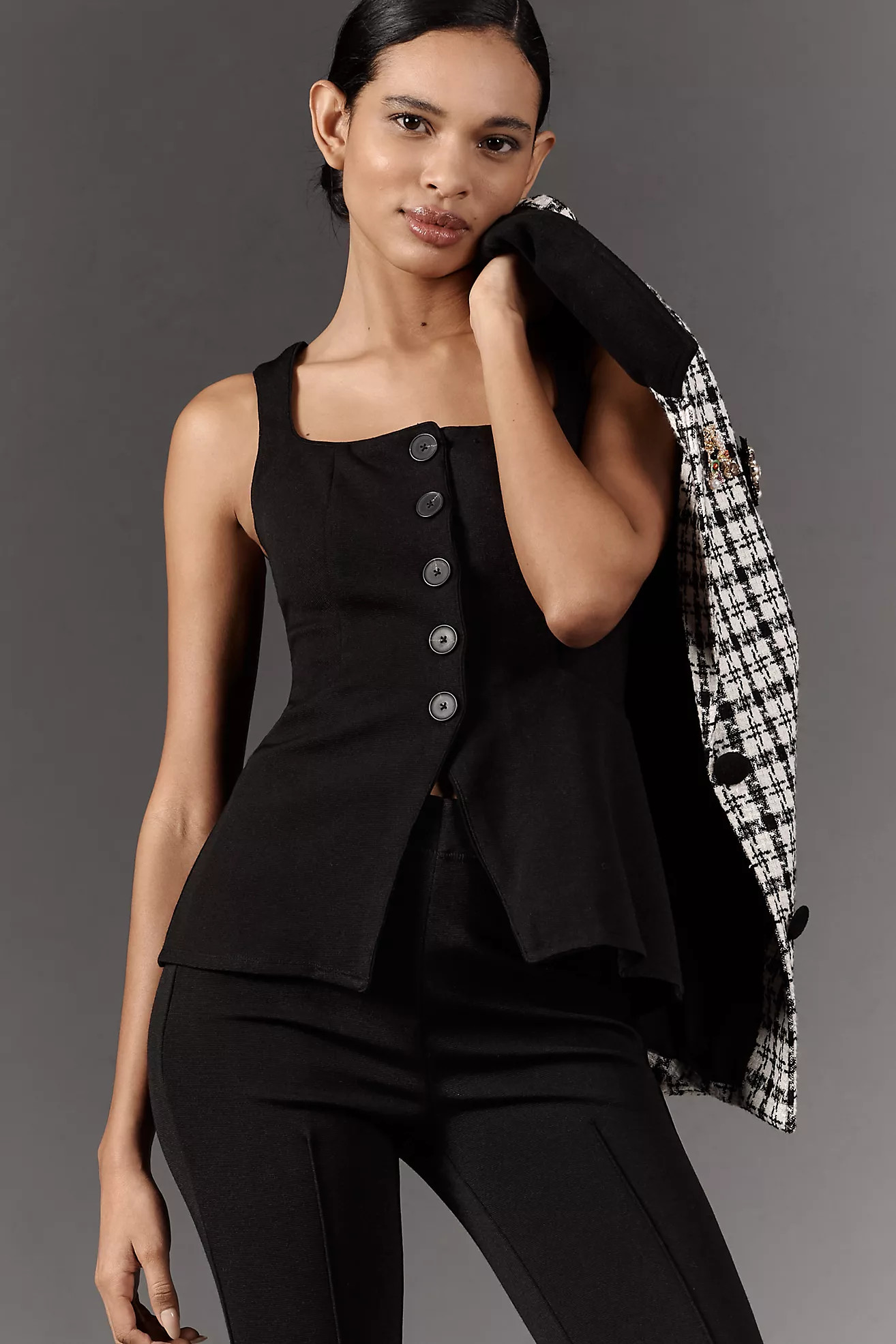 Maeve Fitted Button-Front Square-Neck Vest | Anthropologie (US)